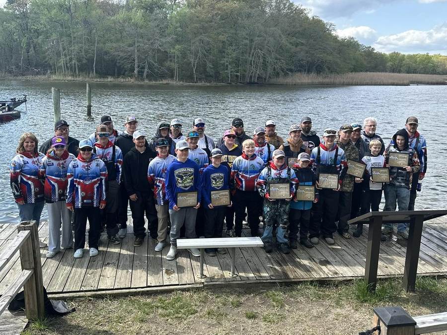 Severna Park High School Bass Fishing Team at a tournament weigh-in